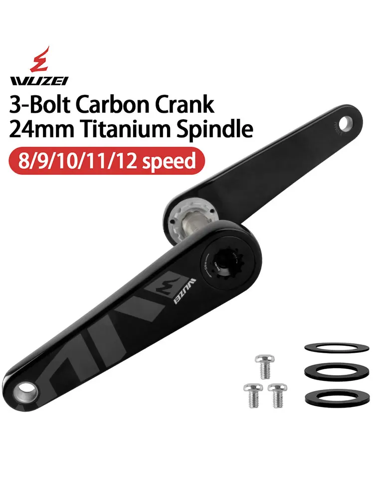 AliExpress NONE WUZEI Road Bike Carbon Crank 165 170mm Bicycle Sprocket 24mm Titanium Axle 3 Bolts Direct Mount Bicycle Crank Arm for Shimano