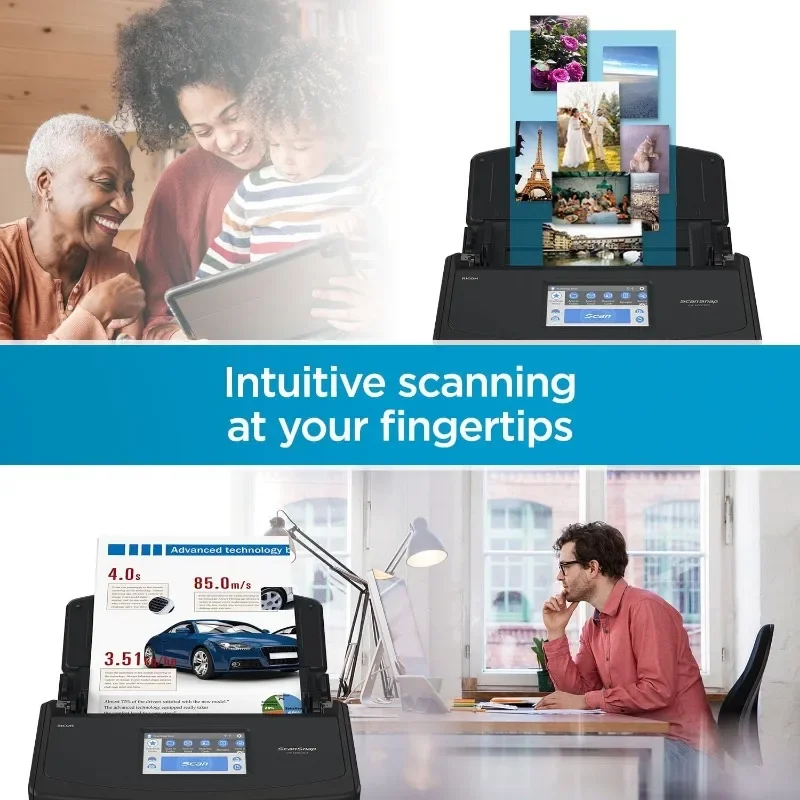 ScanSnap iX1600 wireless or USB high-speed cloud document, photo and receipt scanner with large touch screen