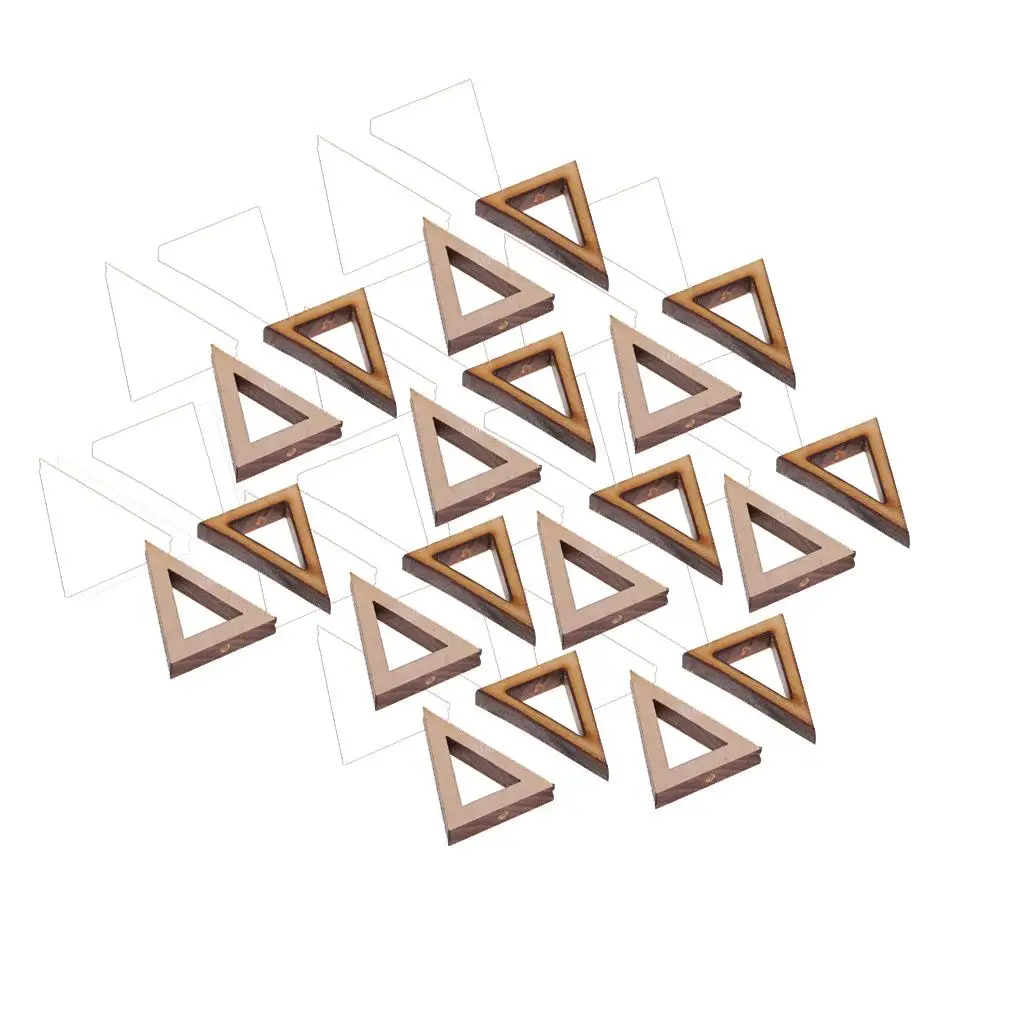 20pcs 40x25mm Natural Triangular Shapes Wooden Holes Wood Pendant