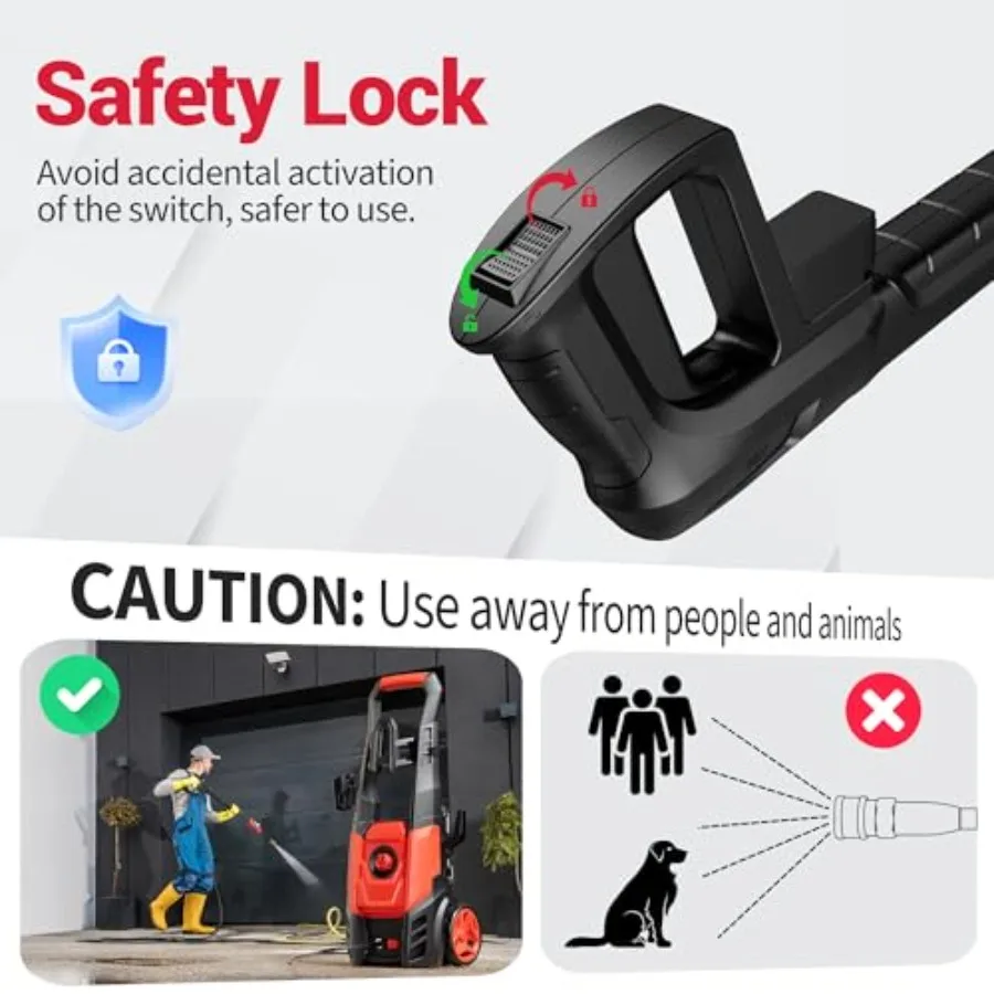 Portable Electric Pressure Washer with Foam Cannon and 4 Quick Connect Nozzles for Efficient Outdoor Cleaning of Cars Driveways