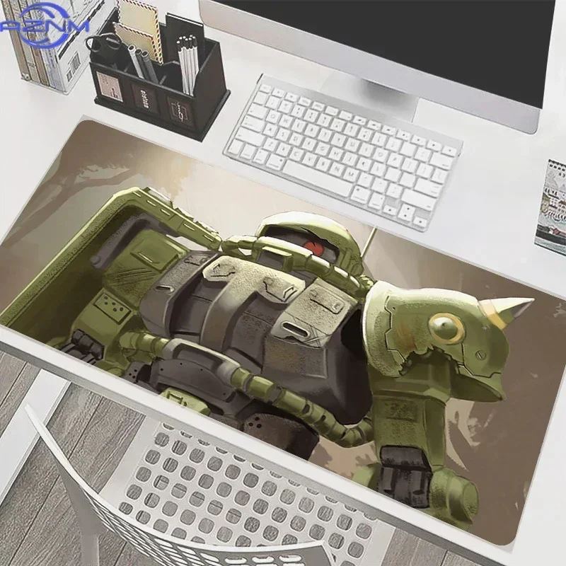 Retro Green Sci-Fi Mecha Themed Large Mousepad, Rubber Non-slip Gaming Desk Mat, Waterproof HD Print Keyboard Table Protector fo