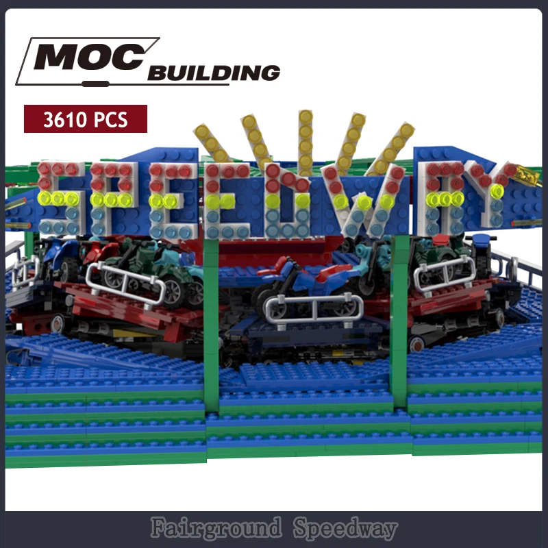 

MOC Building Blocks Fairground Speedway GBC Module Motor Machine Technology Bricks Collection Toys Creative Xmas Gifts