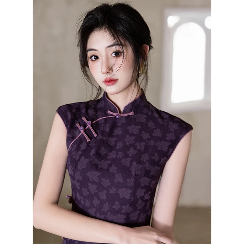 

Фиолетовое женское платье Ele Purple Young Sle для повседневной носки, с низким разрезом, коротким рукавом и цветочным узором, длинное