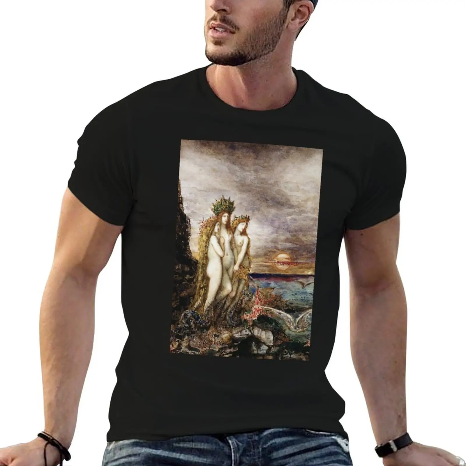 Gustave Moreau - The Sirens T-Shirt quick-drying Aesthetic clothing men t shirt