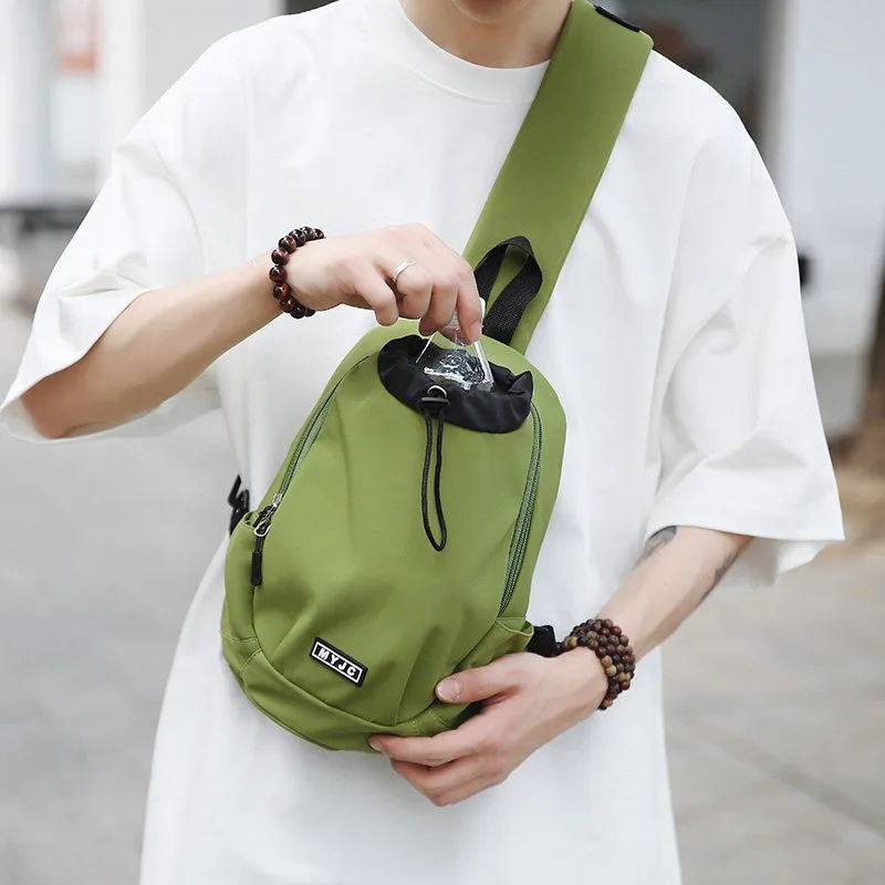 Outdoor Sports Men's Crossbody Bag Portable Travel Leisure Multi-Function Umbrella Water Bottle Bag Small Vertical Chest Bag