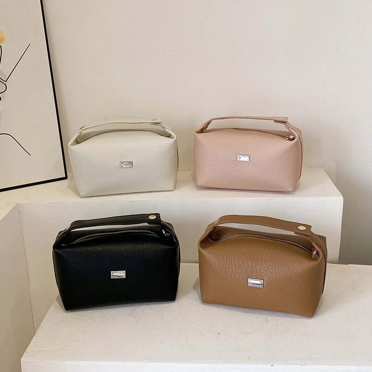 Neue PU-Aufbewahrungstasche mit großem Fassungsvermögen, modische Hand-Kulturtasche, multifunktionale tragbare Make-up-Tasche, maßgeschneidert für Frauen