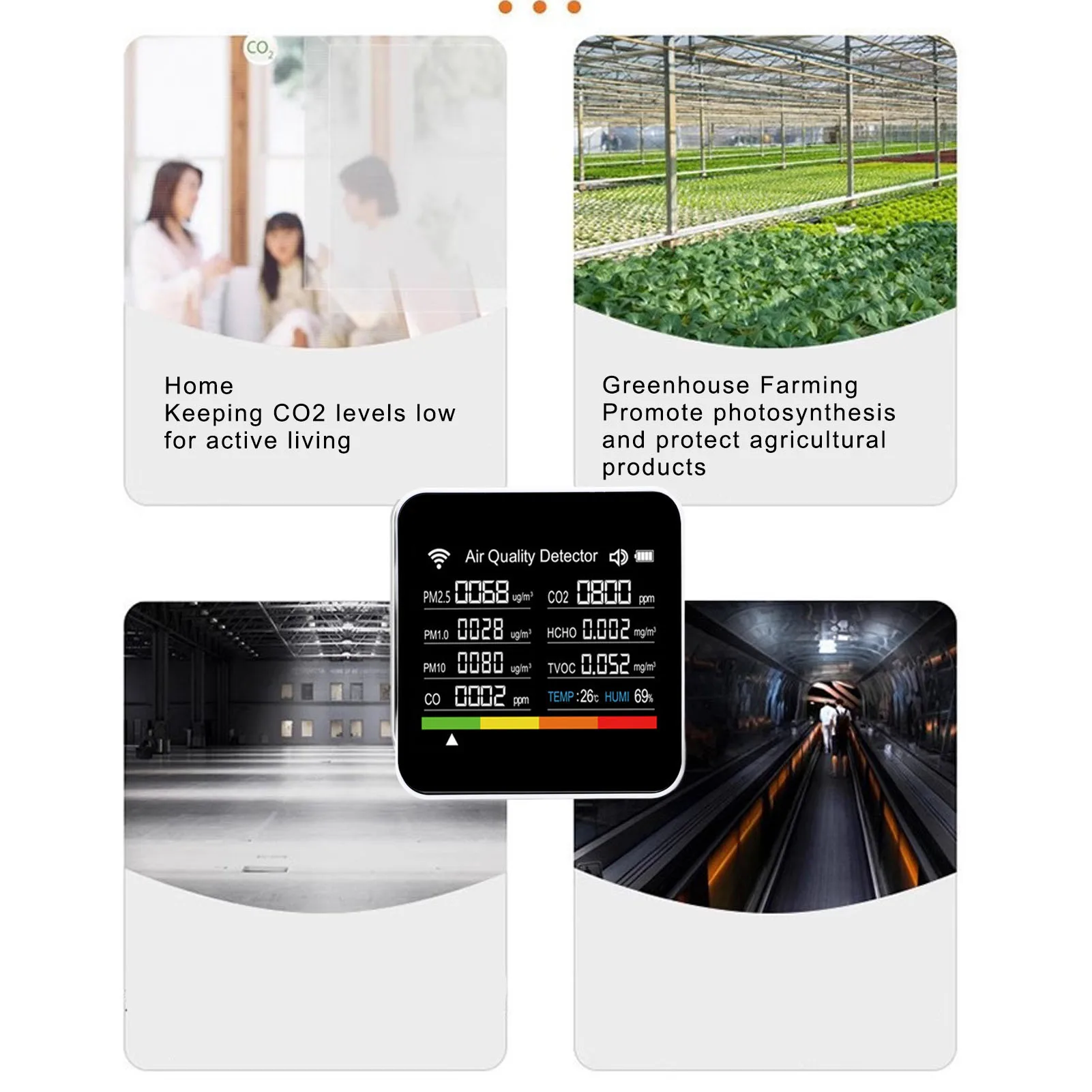 Luftqualitätsdetektor, vielseitiges Testen, automatisches Schalten des Luftqualitätsmessgeräts für Tuya, tragbarer PM2,5-Luftqualitätstester für Büros