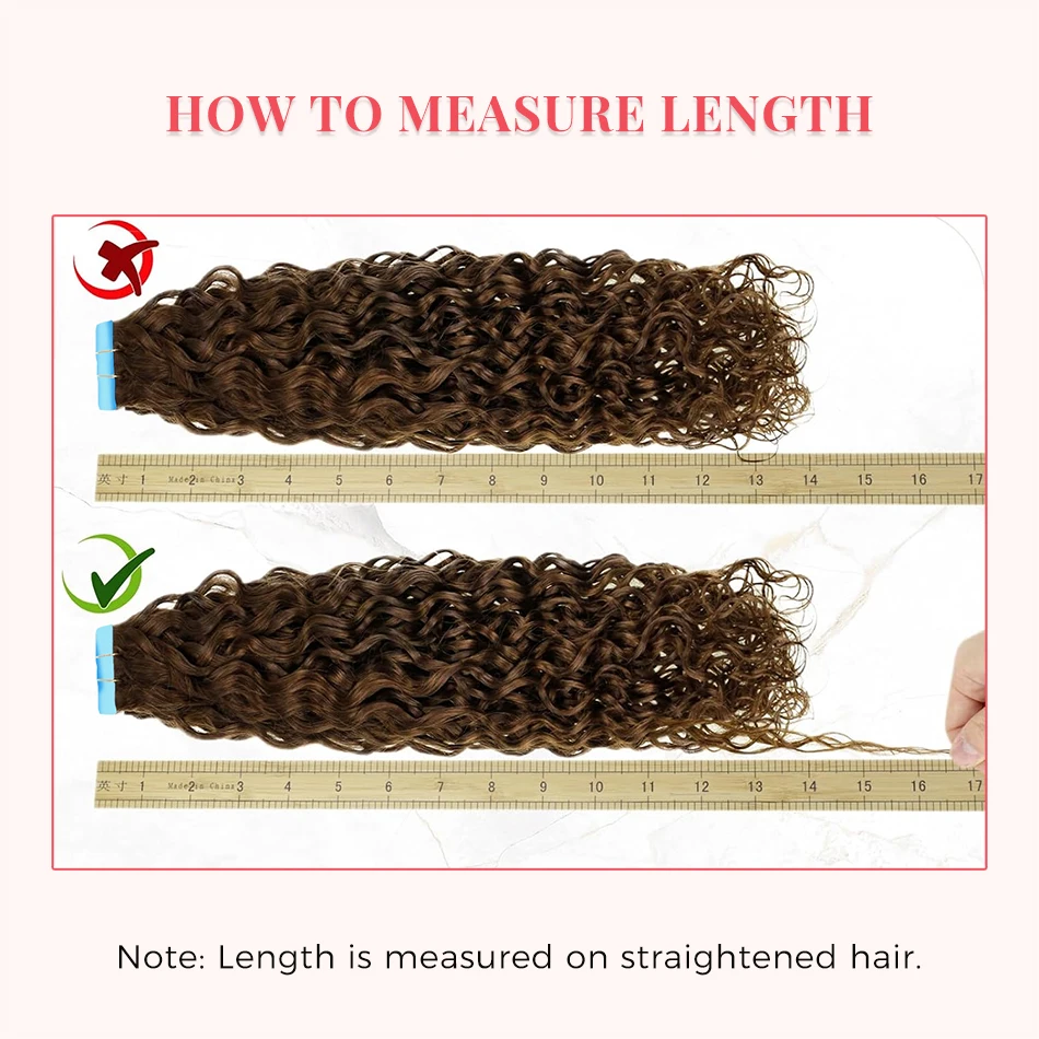 Extensions de Cheveux Naturels Ondulés Brun Foncé 2 #, Postiche de Trame de Peau, 2g par Pièce