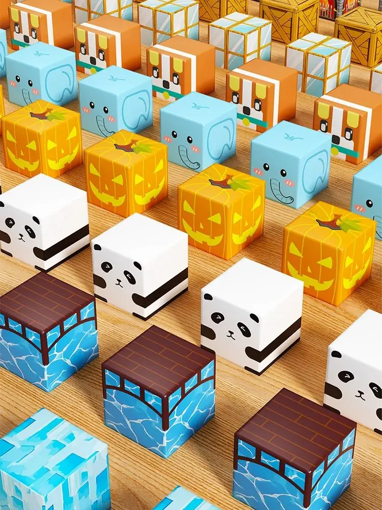 STEM Sensoriale Montessori Cubi impilabili Set da costruzione Blocchi magneticiCubo magnetico Set da miniera Giocattoli Regalo di compleanno