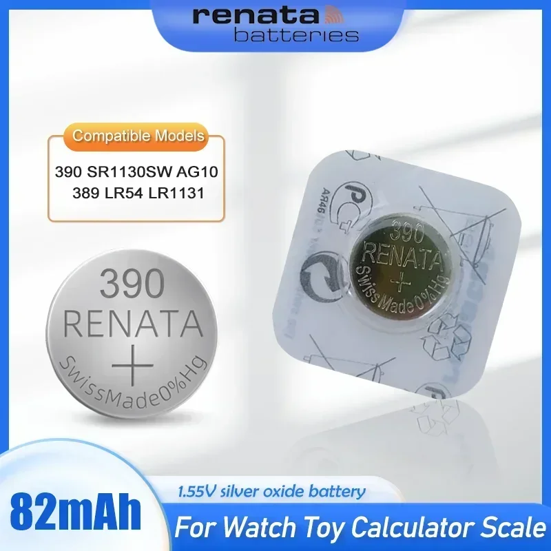 100% Original Renata 390 SR1130SW AG10 389 LR54 LR1131 1.55V Silver Oxide Battery For Watch Calculator Swiss Made Button Cell