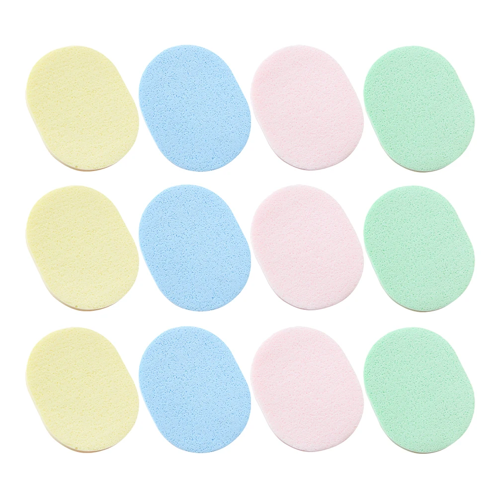 

12 Pcs Face Wash Sponge Round Gentle Smooth Skin Friendly Makeup Removal Puff Cleaning Blender Sponges Bath Brush