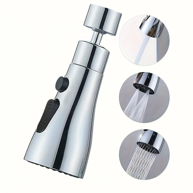 3 Spray Modes Faucet Aerator, 360 Degree Rotatable Faucet Sprayer Attachment, Kitchen Faucet Extender, Sink Sprayer Attachment