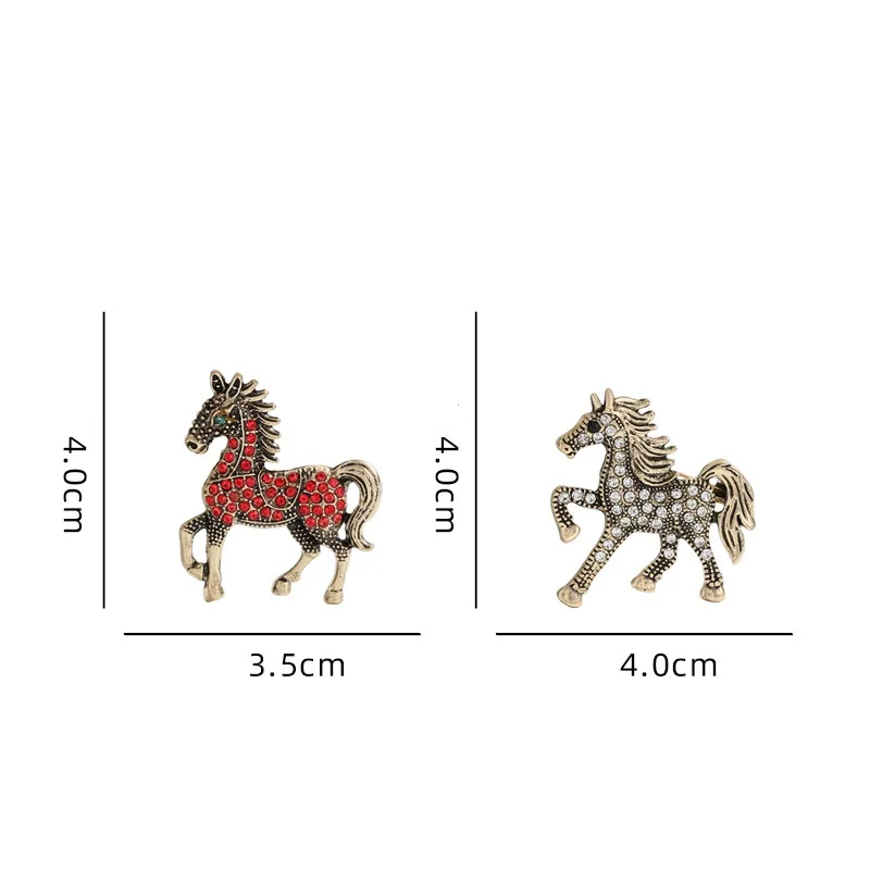 Fashion Rhinestone Horse Brooch For Women Men Zodiac Animal Brooches Lapel Pins Party New Year Jewelry Clothes Accessories