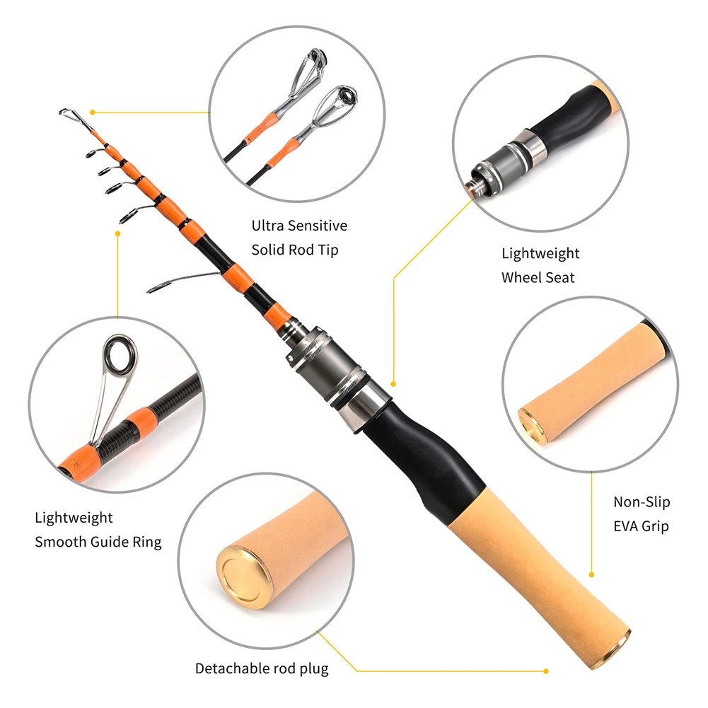 1 قطعة المحمولة تلسكوبي الصب و سبينر الصيد قضبان UL الحصان الفم قضيب 4-10lb الكربون الصيد الأسماك القطب الصيد اكسسوارات