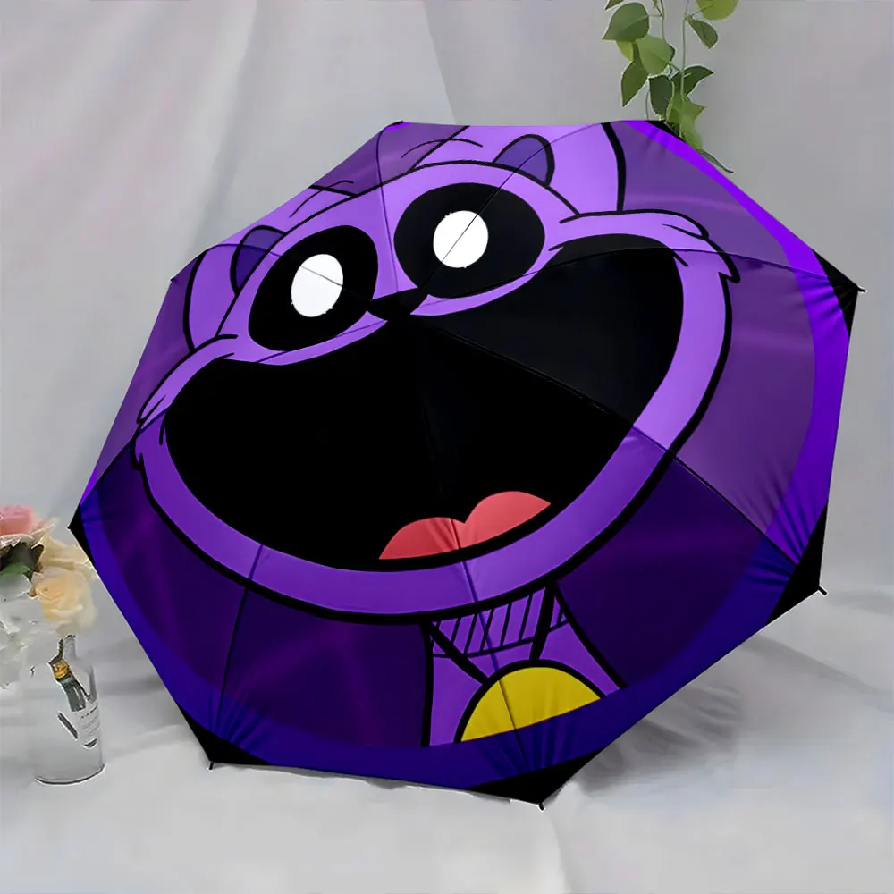 1PC Purple Cartoon Character Umbrella Brightens Up Your Day Print 8 Iron Ribs Folding Umbrella Auto-Open Fashion Sunshade