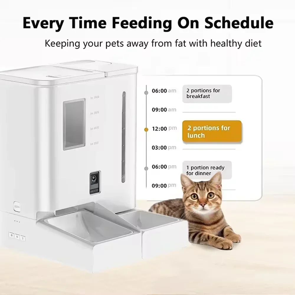 2-in-1 Smart Pet Feeder Water Fountain With Camera For Cats Dogs
