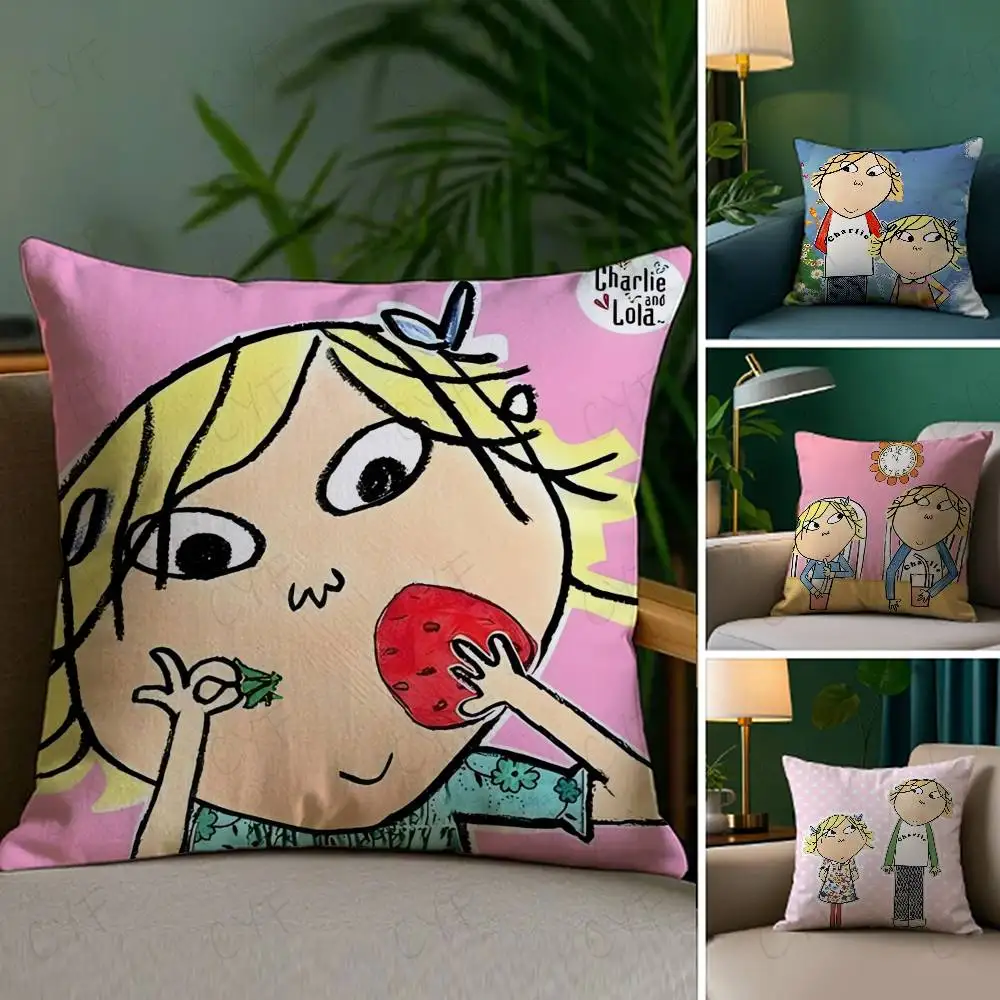 

Anime C-Charlie and L-Lola Pillow Case Custom Printed Brushed Fleece Pillow, Baby Skin-Touch, Eco-Friendly Dye-Sublimation Cushi