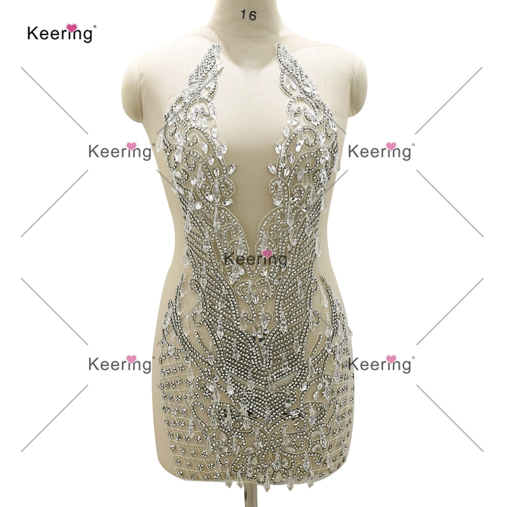 Silver Sew On Rhinestone Body Applique for Wedding Dress, New Arrival Fashion, WDP-395