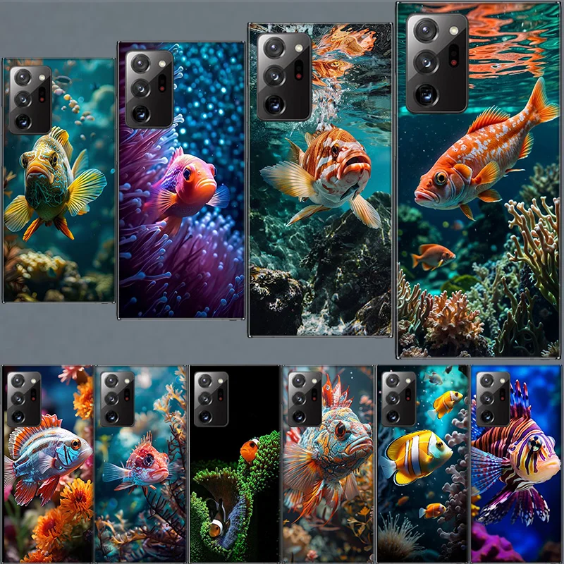 Red Fish Swims in The Depths of The Sea Case for Samsung A05S A55 A35 A25 A15 Galaxy Note 20 Ultra 10 Lite 9 8 M12 M11 M30S M52