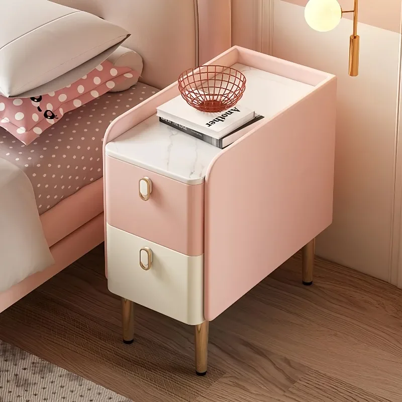 

PK7: Wooden Bedside Cabinet for Kids, Pink Cute Cartoon Storage, Small Bedroom Nightstand, Princess Room Organizer