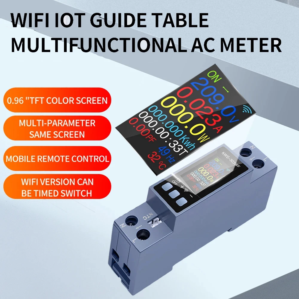 

Voltage And Current Meter Power Meter Smart Switch Energy Meter 85-290V AC meter 8 in 1 Multi-function KWS-303 Electricity Meter