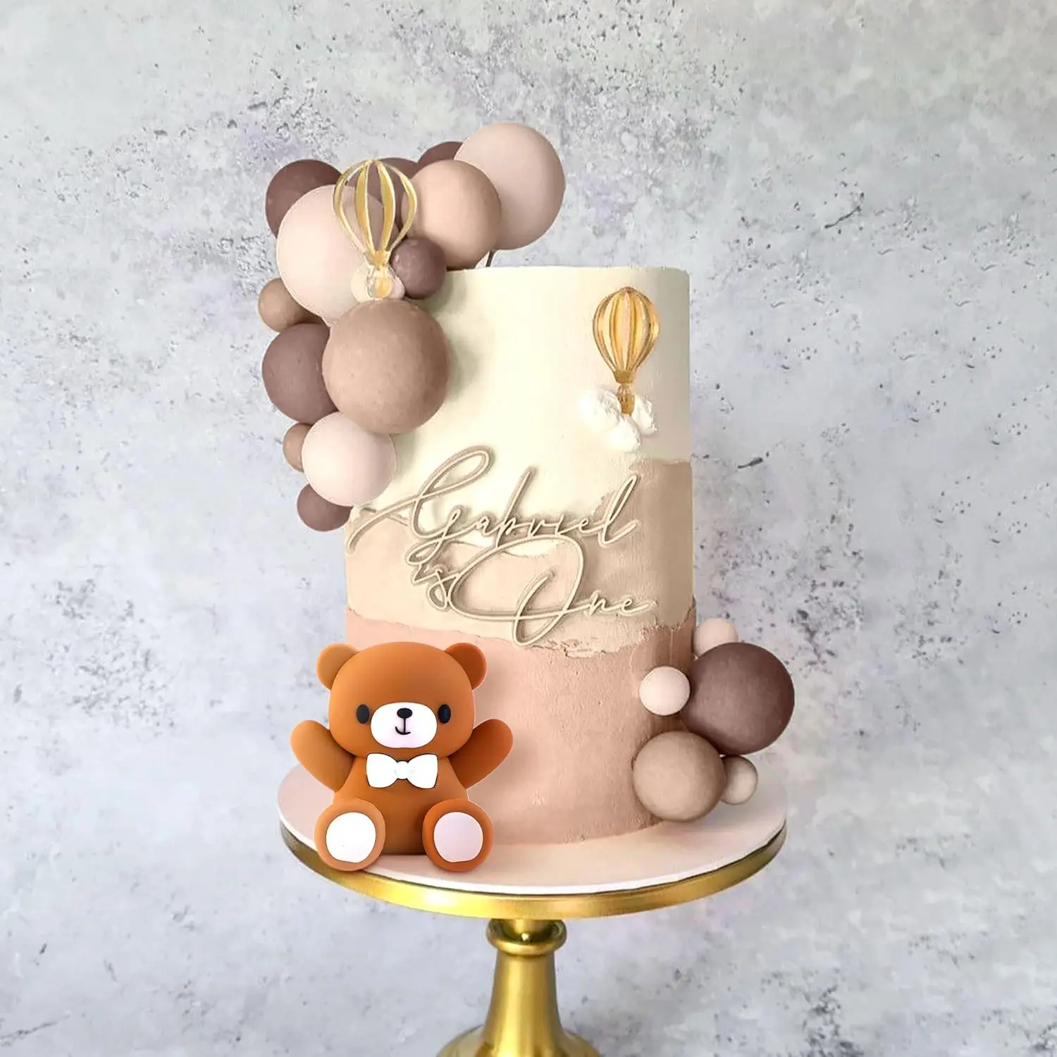 LaVenty Beige Bear Cake Decoration BeigeBalls Cake Topper Boho Bears Cake Cake decoration Baby Shower Birthday Cake