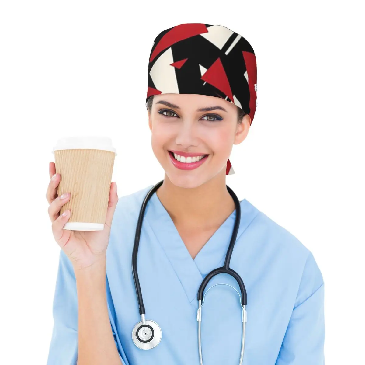 EVH Authentic Stripes Design (red) Scrub Hat Doctor Working Surgical Cap Men Women Adjustable Nursing Caps for Dentist