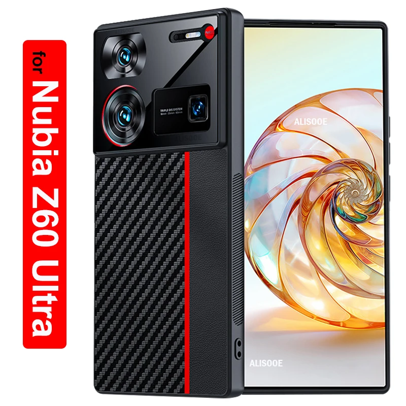 Funda a prueba de golpes para Nubia Z60 Ultra, cubierta protectora de cuero PU con textura de fibra de lujo, Capa Ultra 5G