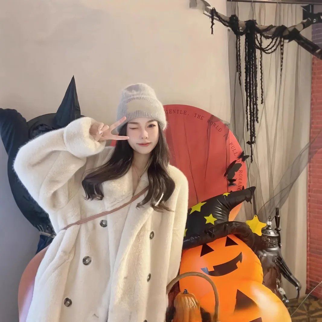 

Faux Fur Cropped Jackets Coats Womens Plaid-Pattern Waistcoat Festival Women European-Style Double-Button Casual Comfort Elastic