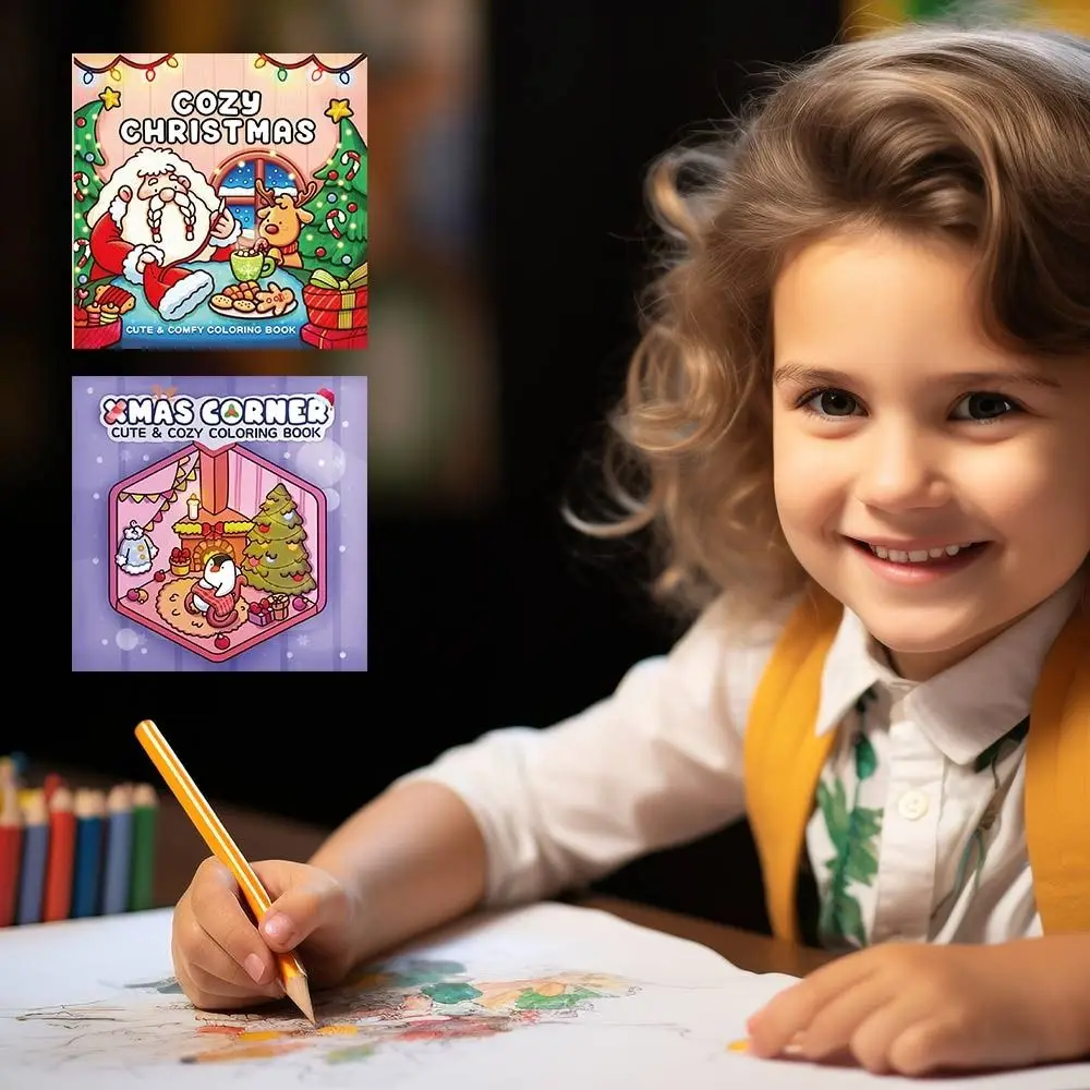 Cozy Christmas Christmas Coloring Book Cartoon Stress Relief Graffiti Painting Book Painting Gift Educational Doodles Book