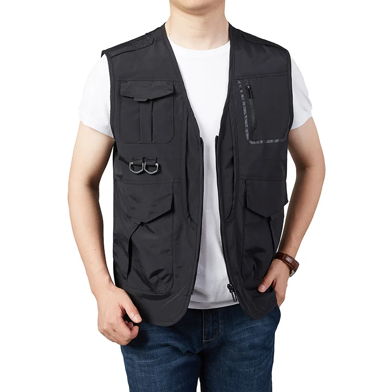 

Working Vest Multi Pocket Windbreaker Sleeveless Jacket Cardigan Large Size Men's Waterproof Hunting Clothing Man Tactical Coat