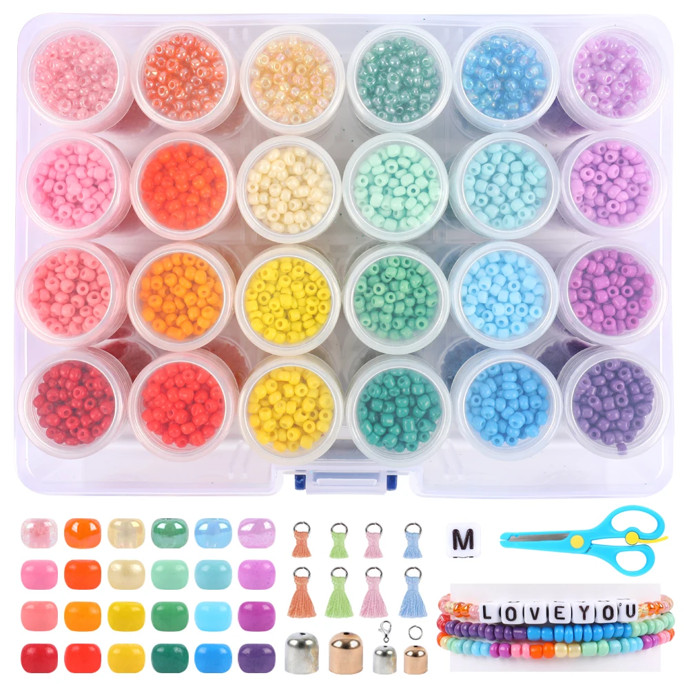 

Makersland 3mm Czech Glass Seed Beads for Jewelry Making Set Box Diy Bead Bracelet Necklace Kit Bracelet Making Kit for Kids