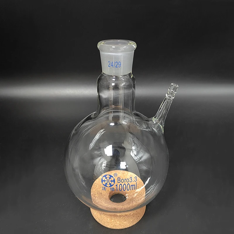 Single standard ground mouth reaction ball bottle with upper side tubulature,25mL-500mL-1000mL-3000mL,Joint 24/29,Reaction flask