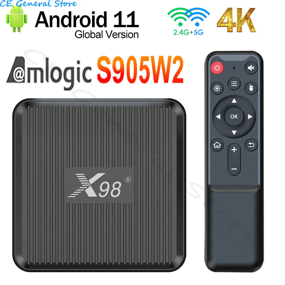 X98Q TV Box Android 11 Amlogic S905W2 2GB 16GB Support H.265 AV1 Wifi HDR 10+  Media Player Set Top Box VS X98  MINI