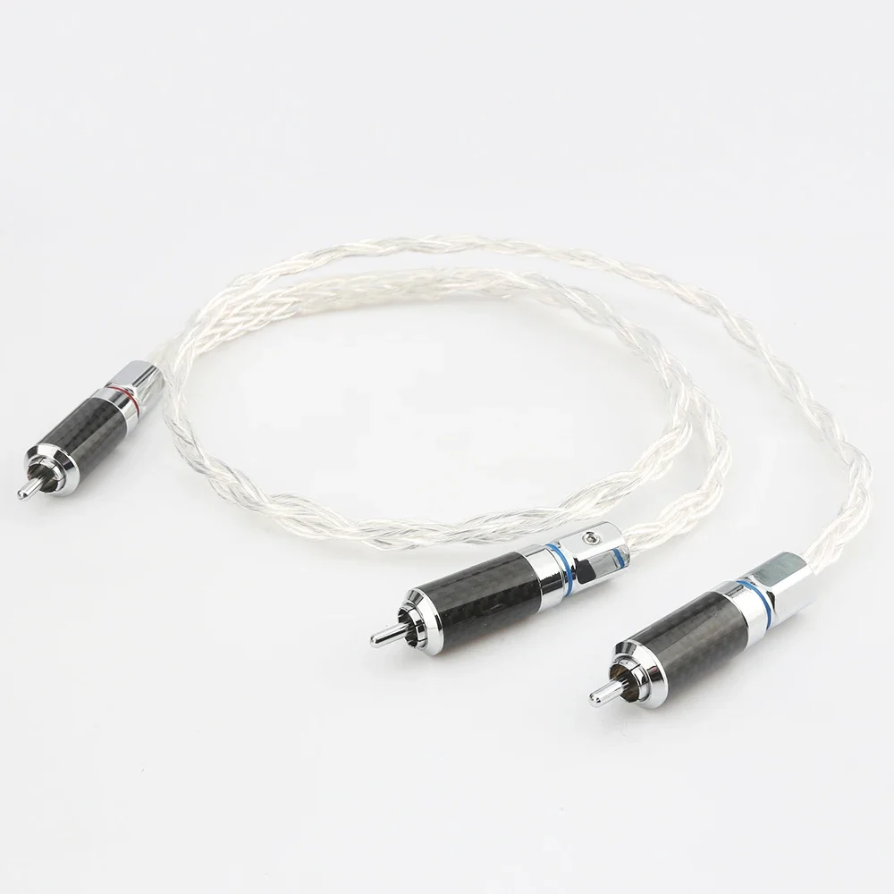 1 ชิ้น Audiocrast OCC 8AG Silver Plated สายสัญญาณเสียง RCA ถึง 2RCA เชื่อมต่อสาย RCA splitter ถึง 2RCAs