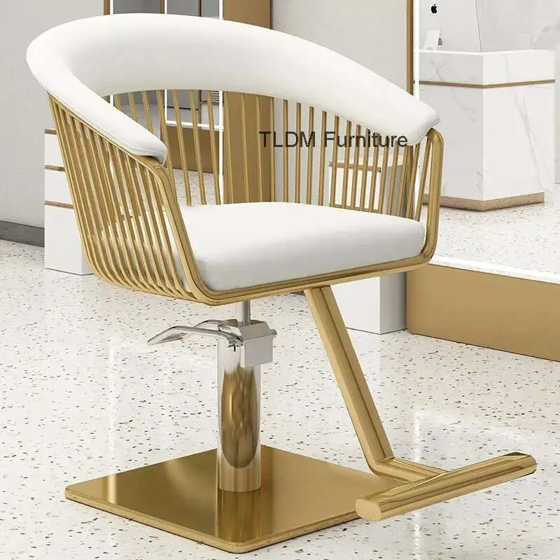 

Beauty Salon Professional Chair Simple Stainless Steel Barber Chairs Designer Salon Furniture Luxury Reclining Perm Dyeing Chair