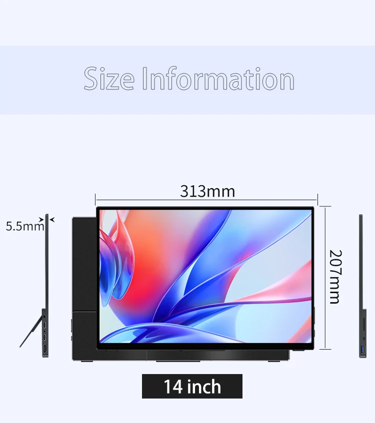 14'' 4K OLED Tragbarer Monitor 16:10 3840*2400p 500Nits USB-C HDMI-kompatibler externer Gaming-Monitor für PS5 Switch Laptop MacOS – Detail 26