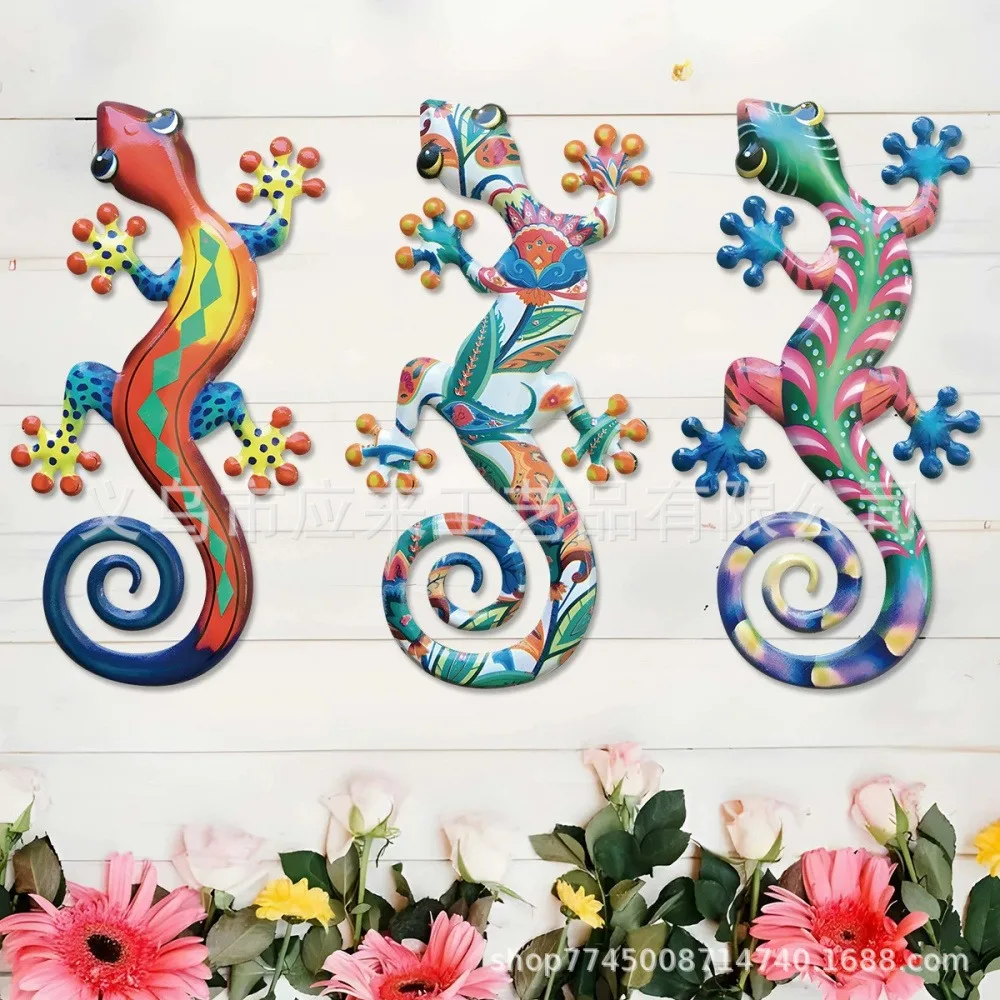 Colorful Lizard Wall Decoration, 14Cm/5.51Inch Gecko Hanging Ornament, Home Crafts, Suitable for Home Decor, Outdoor Garden Decoration, Bohemian Style, Garden Decoration, Yard Decoration, Balcony Decoration, Fence, Halloween, Christmas