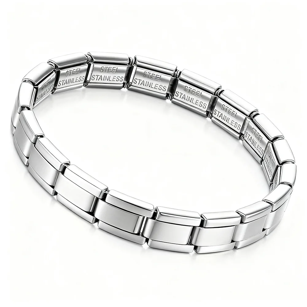 URING Basics Elastische Charm-Kette, italienisches Edelstahl-Glieder, passend für 7 mm silberfarbene Armbänder, DIY-Schmuckzubehör – Detail 3