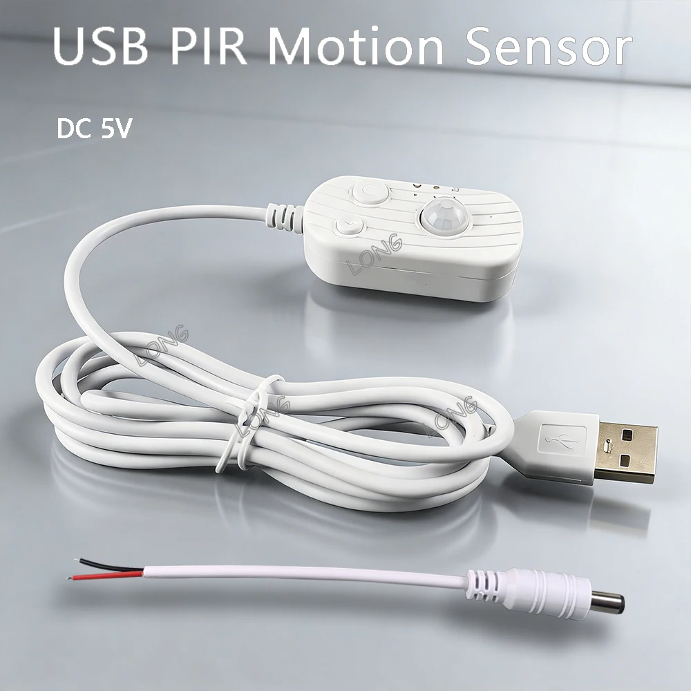 PIR Motion Sensor Controller, 5V USB Dimmable Auto On/Off Switch for 5V LED Strip Lights, for Stairs, Hallway, Closet,