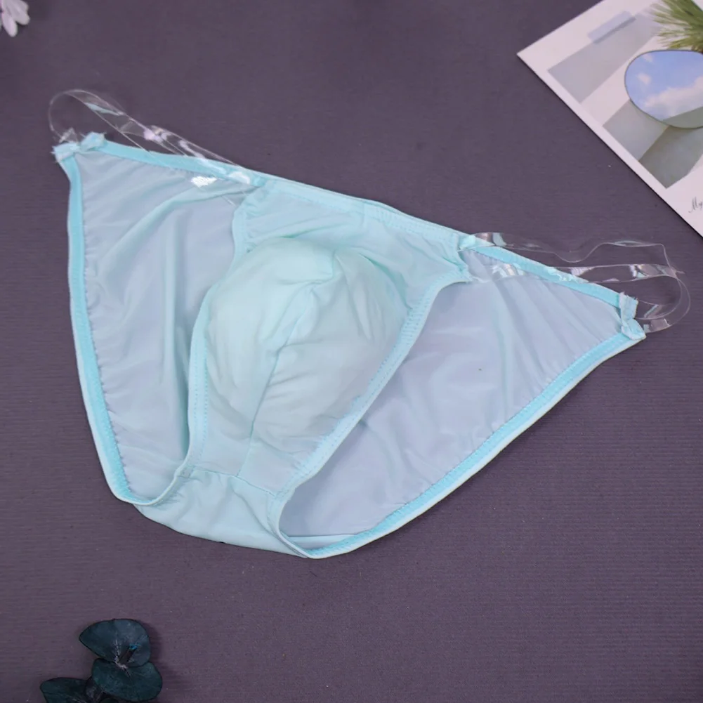 

Men Transparent Belt Elastic Briefs Breathable Underwear For Hot Man Sports Low-rise Lingerie High Fork Summer Men's Panties