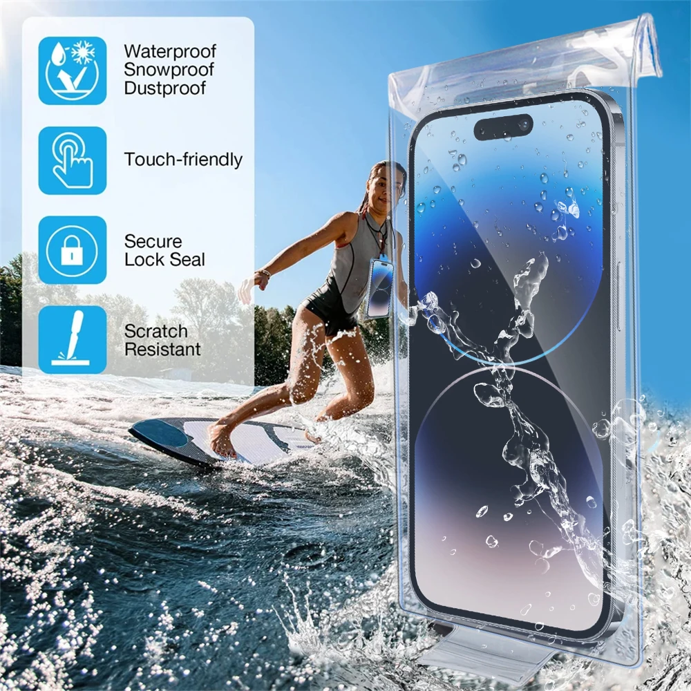 Universal IP68 PVC Transparent Waterproof Mobile Phone Case for IPhone Samsung Xiaomi Google Underwater Protector Pouch Cover