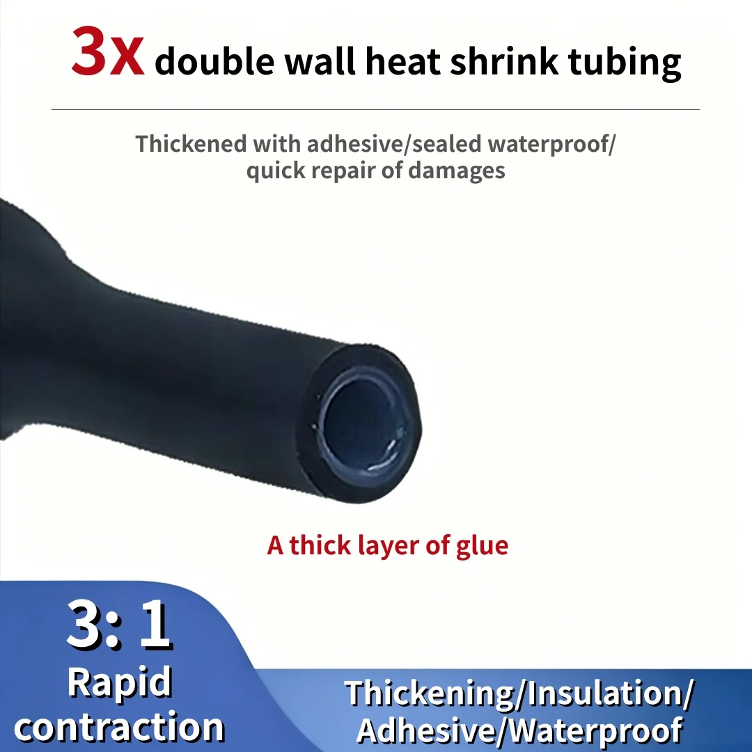 Heat Shrink Tubing Kit, 3:1 Marine Grade Adhesive Lined Heat Shrink Conduit, Cable Sealing Waterproof Double Wall Wiring Package