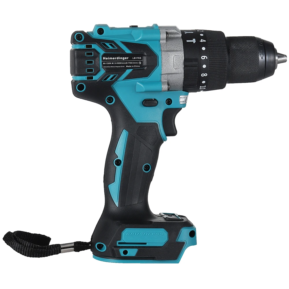 Heimerdinger upgrade LB176S 150N.m 18V 13mm cordless impact drill brushless impact drill screwdriver drill with two battery