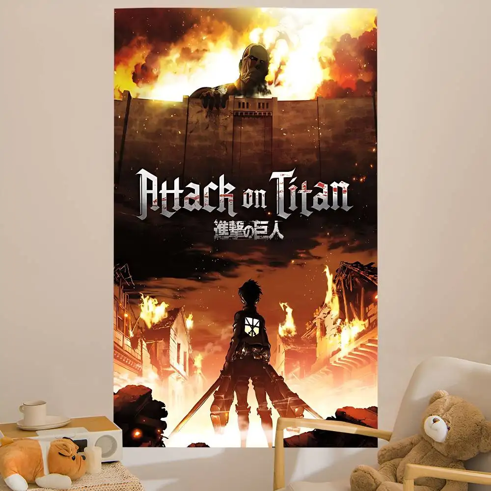 A-Attack on Anime T-Titanes Tapestry Art Printing Japanese Wall Tapestry Anime Wall Hanging Home Decor