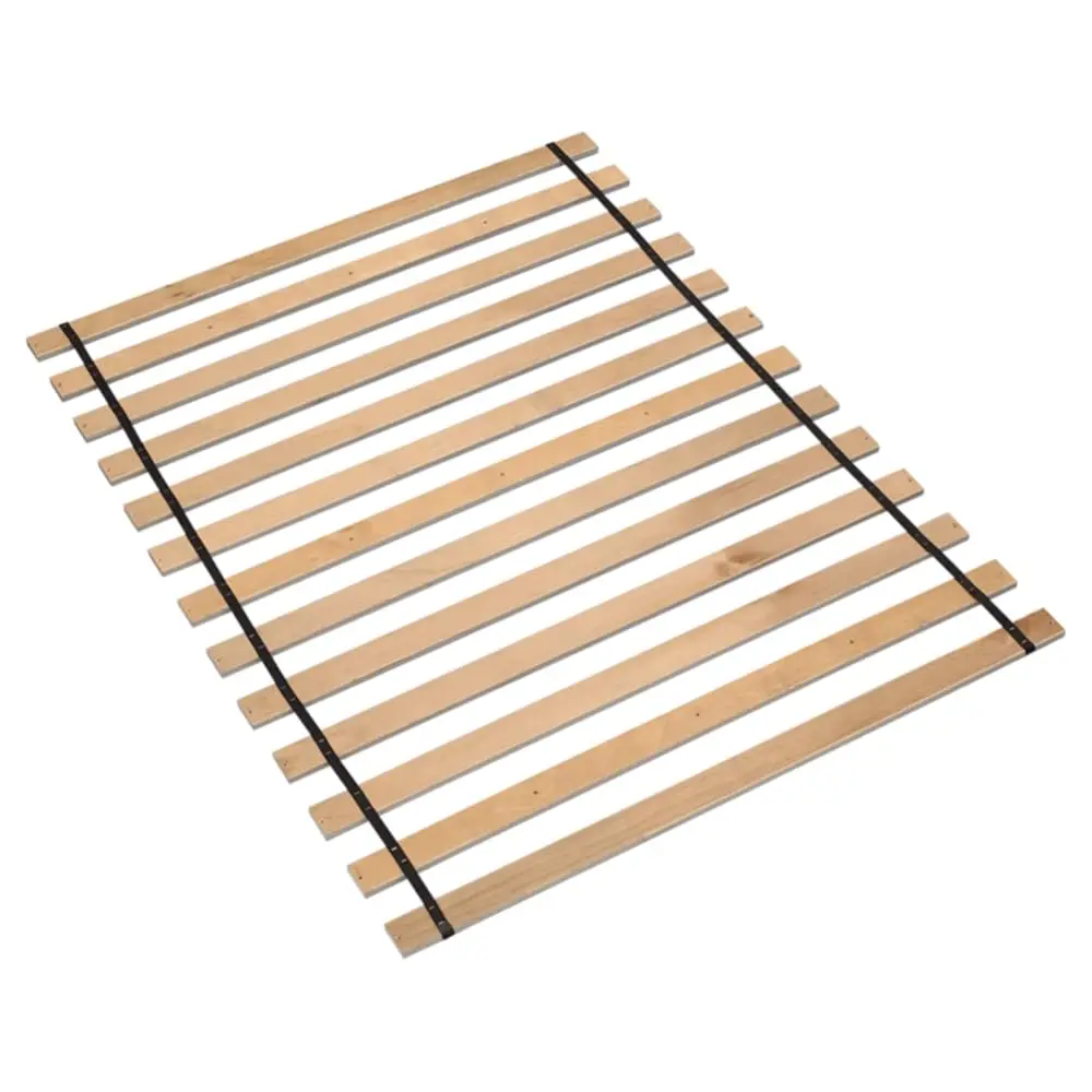 

Wooden Mattr Support Bunkie Board Roll Slat With Nylon Cord, Queen, Beige