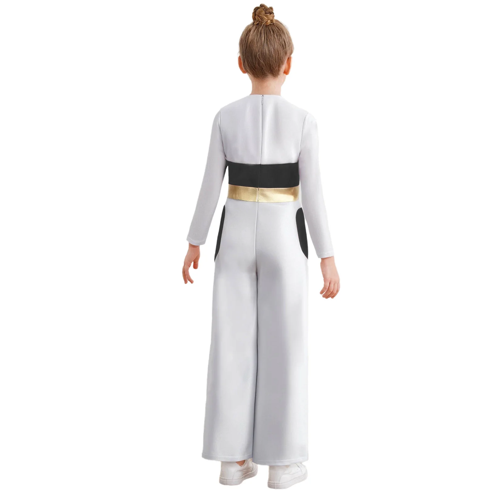 

Kids Girls Boys Zombie Costume Halloween Cosplay Jumpsuit Patchwork Color Block Round Neck Long Sleeve for Carnival Role Playing