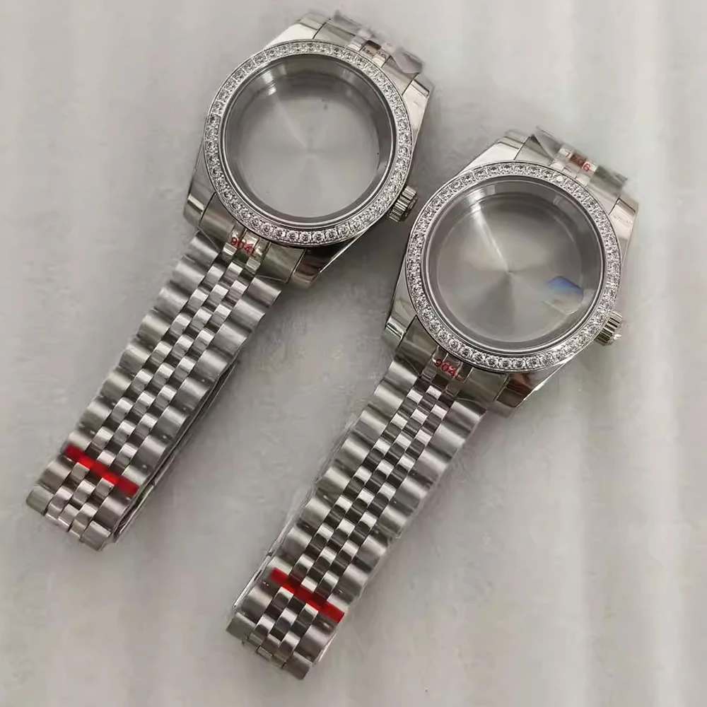 36mm/39mm NH35 Case + Watch Strap Set Stainless Steel Sapphire Glass Watch Case And Bracelet Shell for NH35/NH36/4R/7S Movement