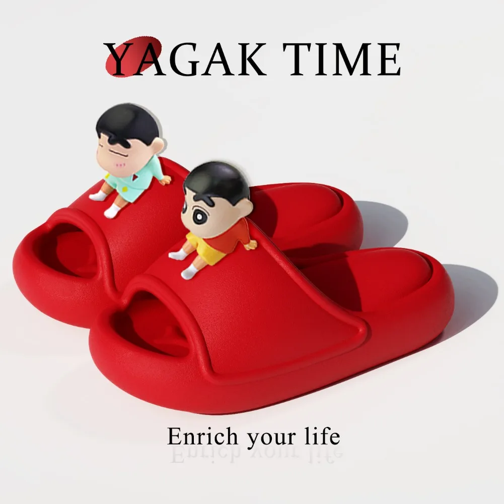 크레용 신짱 EVA 커플 여름 슬리퍼 만화 슬리퍼 여성 캐주얼 컴포트 플랫 플립 플롭 커플 홈 슬라이드 샌들
