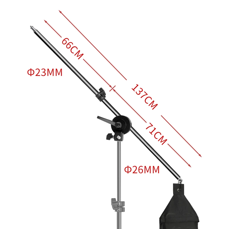 Photo Studio 2M Light Tripod Stand with 135CM Cantilever Boom Arm And Empty Sandbag For Photography Supporting Softbox Lighting